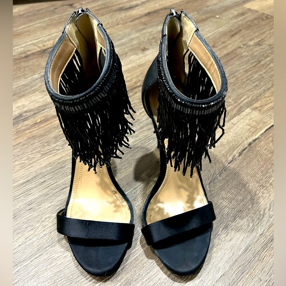 BCBG MaxAzaria Vero Cuoio Beaded Fringe Heels - Picture 3 of 8